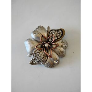Pewter/Copper/Diamond look Gems Pendant, Add your own Chain